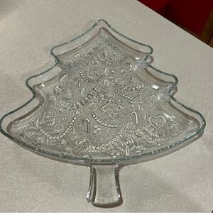 Indiana Glass Festive‎ "Christmas Tree" shaped holiday Serving Tray - 12 inch